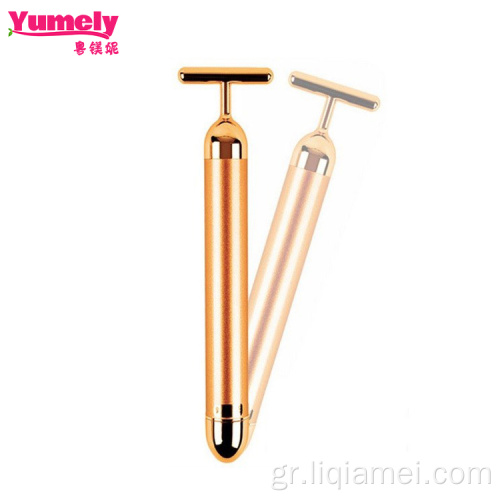 T Σχήμα 24k Χρυσό ραβδί Massager Facial Roller